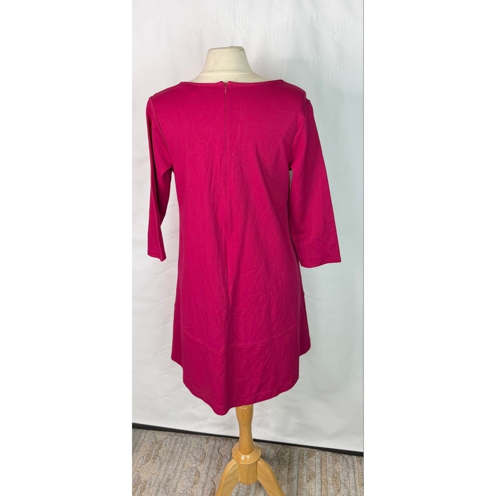 Fuschia Pink Long Sleeve Comfortable Stretch With Flare Dress